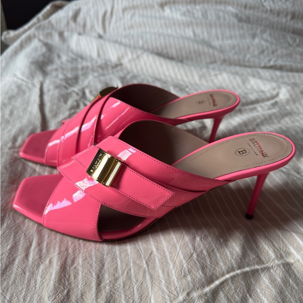 Balmain Pink Uma Mules